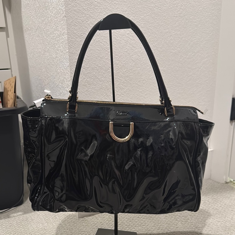 Gucci Black Patent Leather Tote Bag - Picture 1 of 10